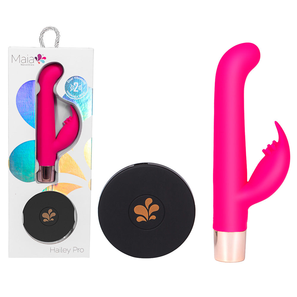 Maia HAILEY PRO - Pink 15.2 cm QI Wireless Rechargeable Rabbit Vibrator-MA22-01