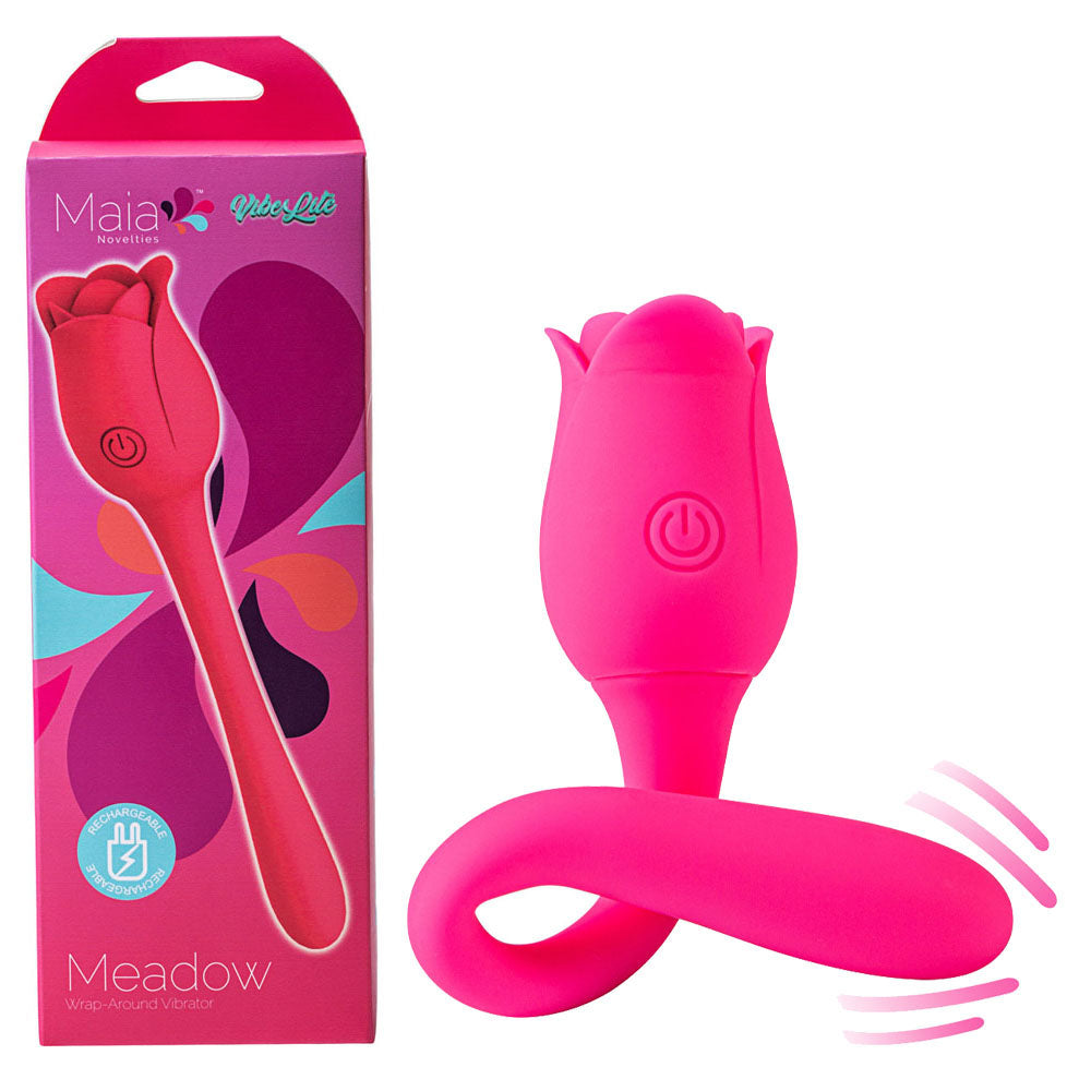 Maia MEADOW - Pink 14 cm USB Rechargeable Flower Stimulator-MA23-09