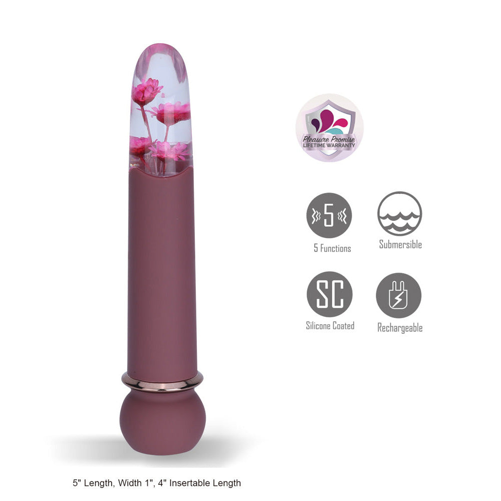 Maia FLORA - Burgundy - Burgundy 12.7 cm USB Rechargeable Powerful Bullet - MA26-01-BUR