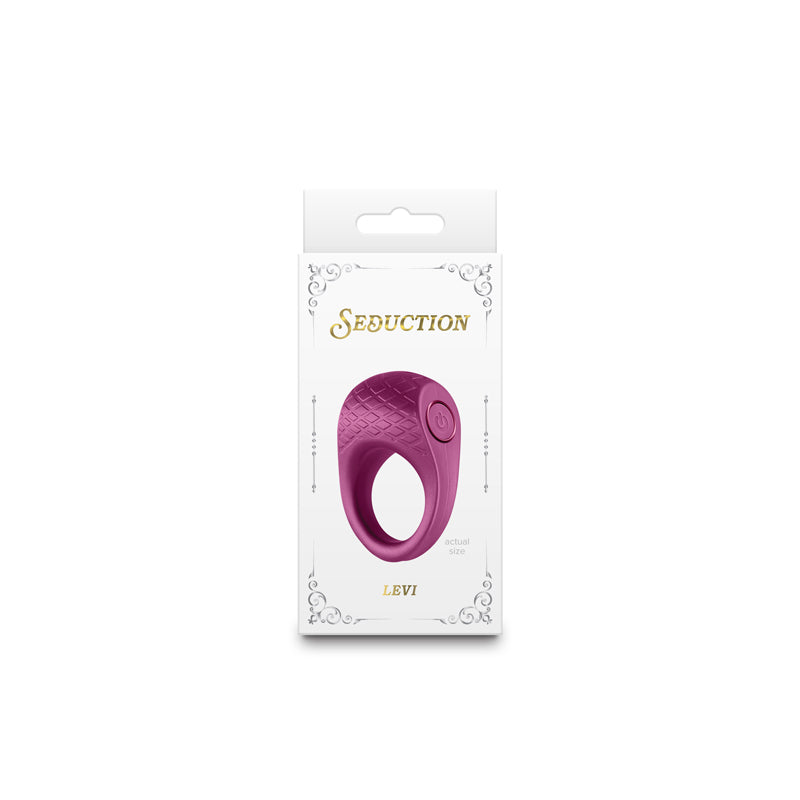 Seduction - Levi - Metallic Burgundy - Metallic Burgundy USB Rechargeable Vibrating Cock Ring-NSN-0236-36