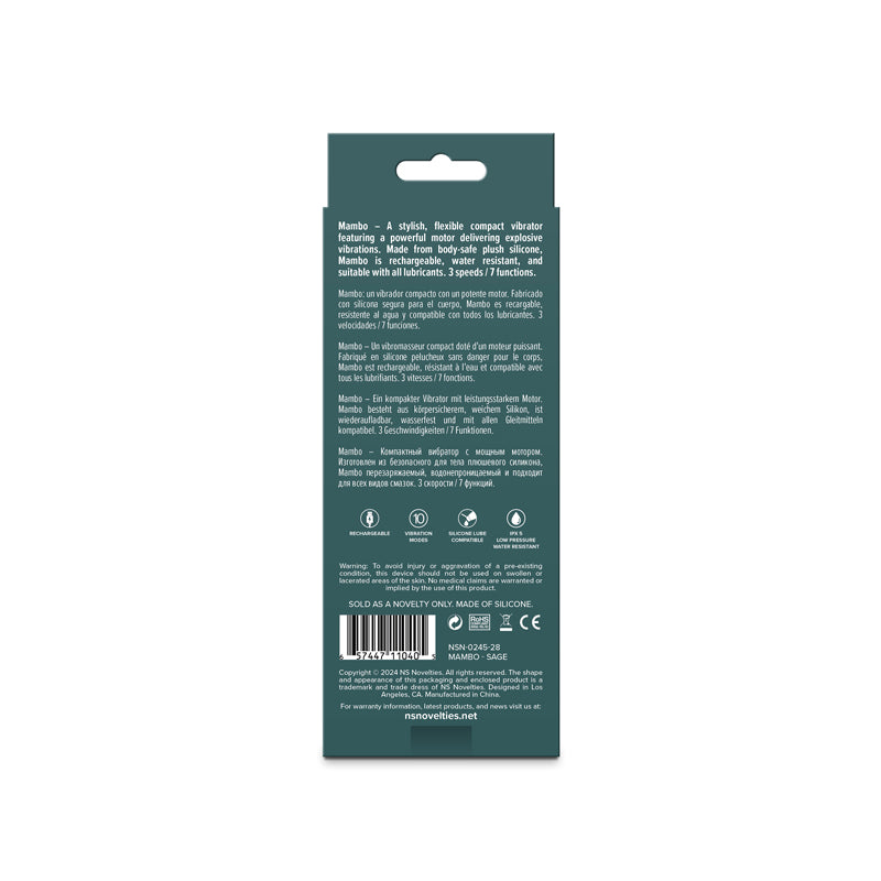 Lust-n-Dreams - Mambo - Sage - Green 12.2 cm USB Rechargeable Bullet-NSN-0245-28