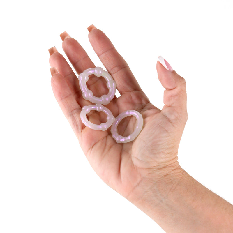 Fantasia - Intensity Rings - Pearl - Pearlescent Beaded Cock Rings - Set of 3 Sizes-NSN-0384-21