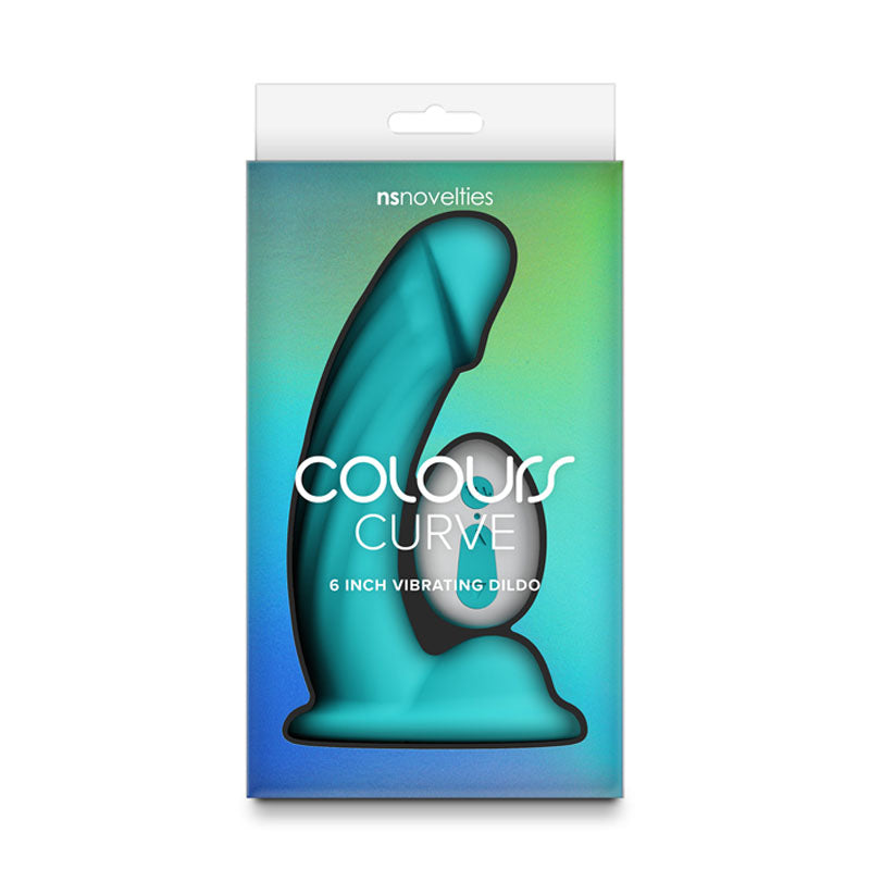 Colours Curve - Vibrating 6 Dildo - Teal - Teal 16.4 cm USB Rechargeable Vibrating Dildo with Wireless Remote-NSN-0402-57