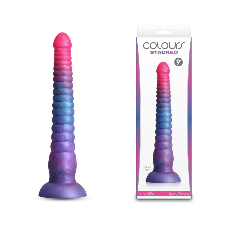 Colours Stacked - 9 Dildo - Pink/Blue - Pink/Blue 23 cm Fantasy Dildo-NSN-0412-12
