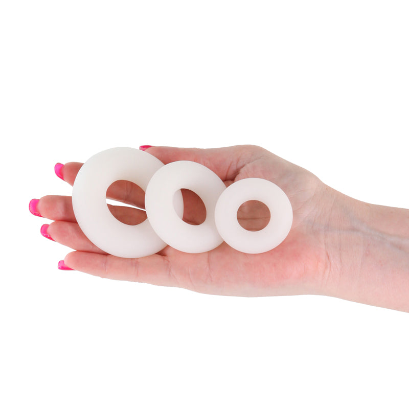 Firefly - 3pc Bubble Rings - White - Glow in Dark Cock Rings - Set of 3 Sizes-NSN-0474-01