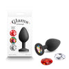 Glams Xchange Round - Medium - Black Medium Butt Plug with Interchangeable Round Gems-NSN-0514-43