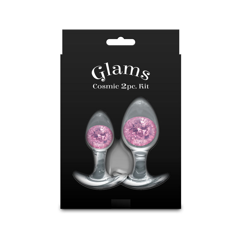 Glams Cosmic 2pc Kit - Pink - Clear/Pink Butt Plugs - Set of 2 Sizes-NSN-0515-04