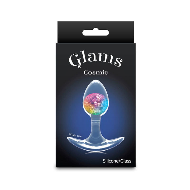 Glams Cosmic - Small - Rainbow - Clear/Rainbow 8.1 cm Small Butt Plug-NSN-0515-19