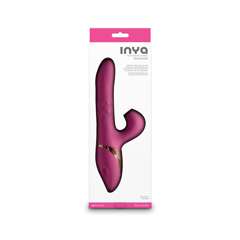 INYA Enamour - Pink - Pink 31.5 cm USB Rechargeable Vibrator with Air Pulse-NSN-0552-54