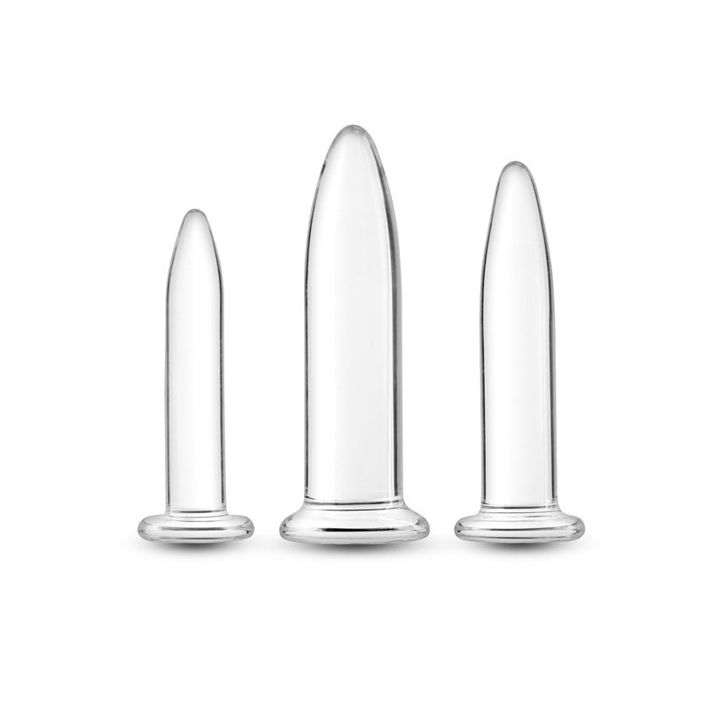 Crystal - 3pc Trainer Kit - Clear - Clear Glass Anal Plugs - Set of 3 Sizes-NSN-0700-21