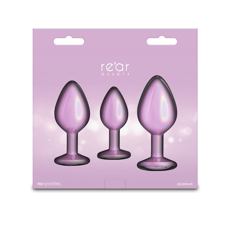Rear Assets Trainer Kit - Iridescent Pink - Iridescent Pink Metallic Butt Plugs - Set of 3 Sizes-NSN-0960-05