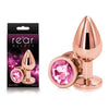 Rear Assets Rose Gold Medium - Rose Gold Medium Metal Butt Plug with Pink Gem Base-NSN-0961-24