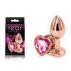 Rear Assets Rose Gold Heart Small - Rose Gold Small Metal Butt Plug with Pink Heart Gem Base-NSN-0963-14