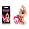 Rear Assets Rose Gold Heart Medium - Rose Gold Medium Metal Butt Plug with Pink Heart Gem Base-NSN-0963-24