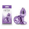 Rear Assets - Small - Purple - Purple 7.1 cm Small Metal Butt Plug with Purple Round Gem Base-NSN-0964-05