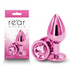 Rear Assets - Medium - Pink - Pink 8.2 cm Medium Metal Butt Plug with Pink Round Gem Base-NSN-0964-14