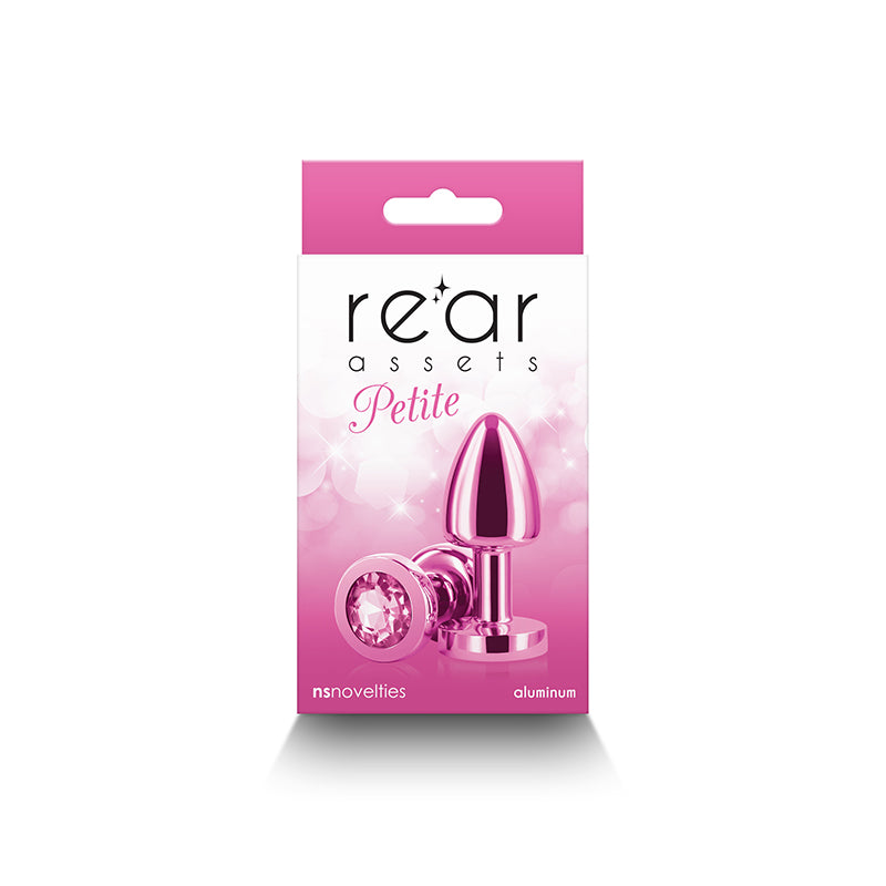 Rear Assets Petite - Pink - Pink 6 cm Metal Butt Plug with Pink Round Gem Base-NSN-0966-04