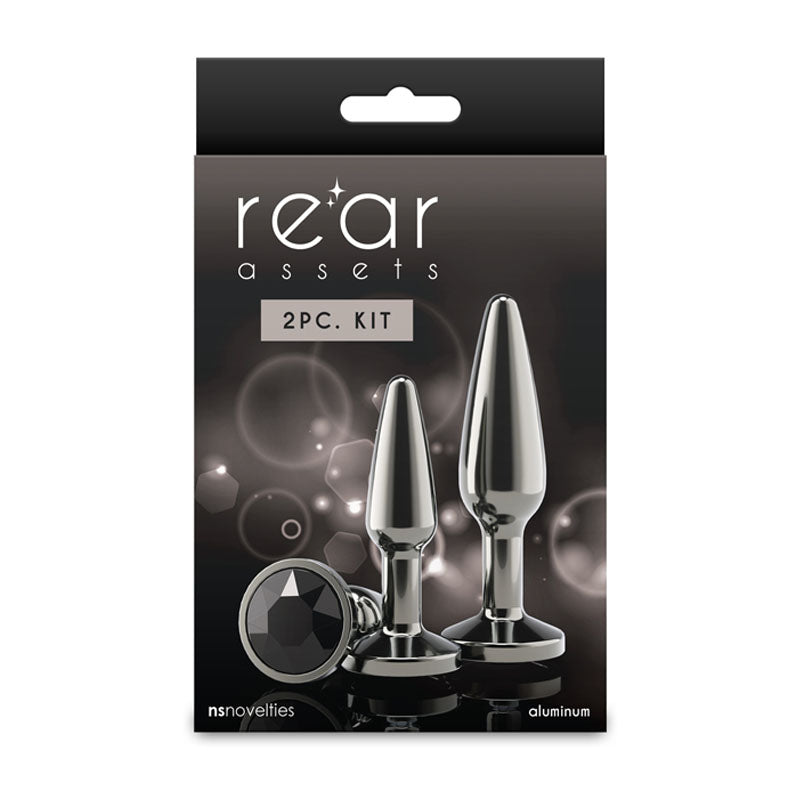 Rear Assets Tapered Trainer Kit - Gunmetal - Gunmetal Grey Metal Butt Plugs - Set of 2 Sizes-NSN-0969-03