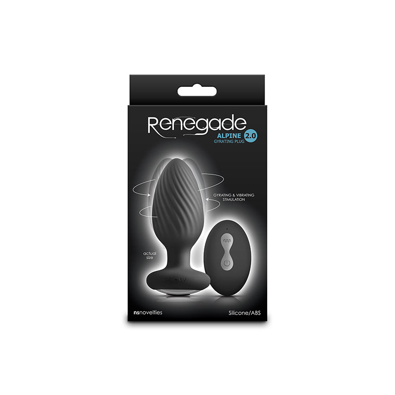 Renegade Alpine 2.0 - Black 10.7 cm USB Rechargeable Gyrating Anal Plug with Remote-NSN-1103-63