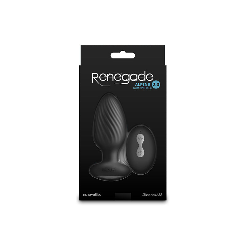 Renegade Alpine 2.0 - Black 10.7 cm USB Rechargeable Gyrating Anal Plug with Remote-NSN-1103-63