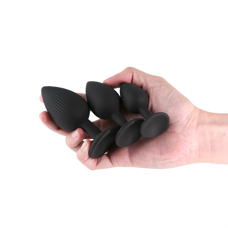 Renegade Triple Ace Kit - Black - Black Butt Plugs - Set of 3 Sizes-NSN-1105-80