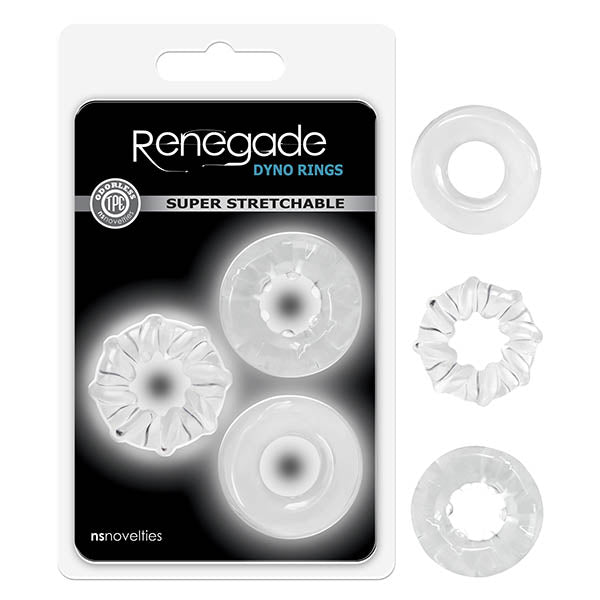 Renegade - Dyno Rings - Clear Cock Rings - Set of 3-NSN-1111-31