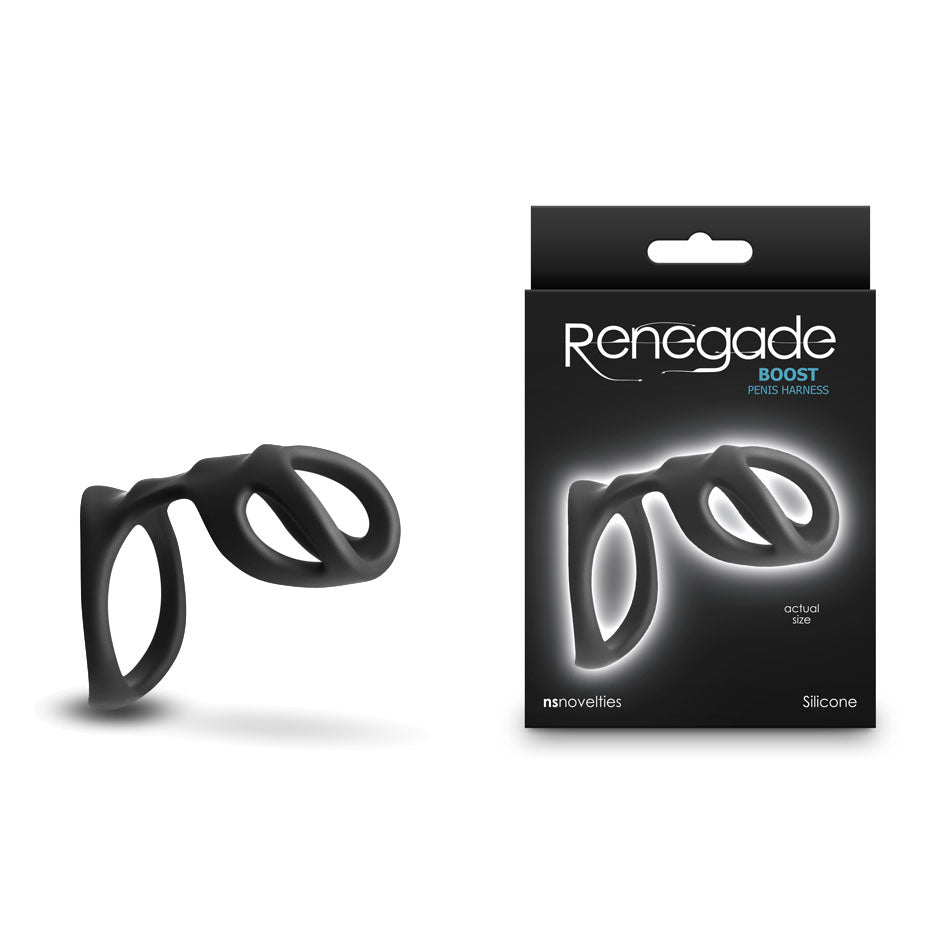 Renegade Boost - Black - Black Penis Harness-NSN-1112-13