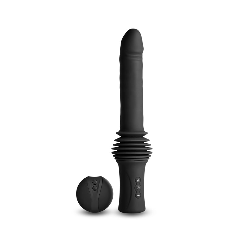 Renegade Super Stroker - Black - Black 36.8 cm USB Rechargeable Thrusting Vibrator with Remote Control & Stand-NSN-1119-13