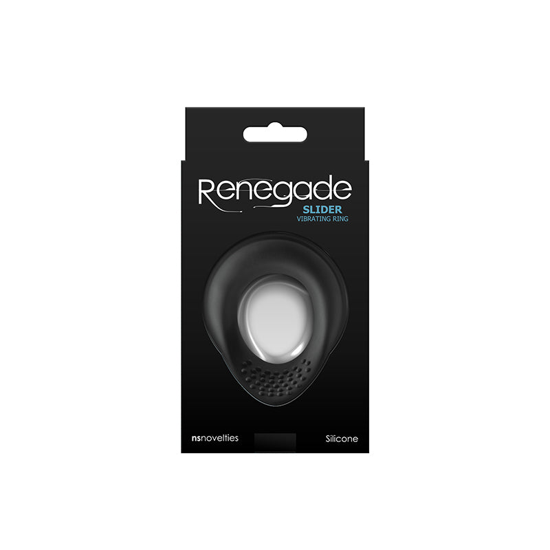 Renegade Slider - Black - Black USB Rechargeable Vibrating Cock Ring