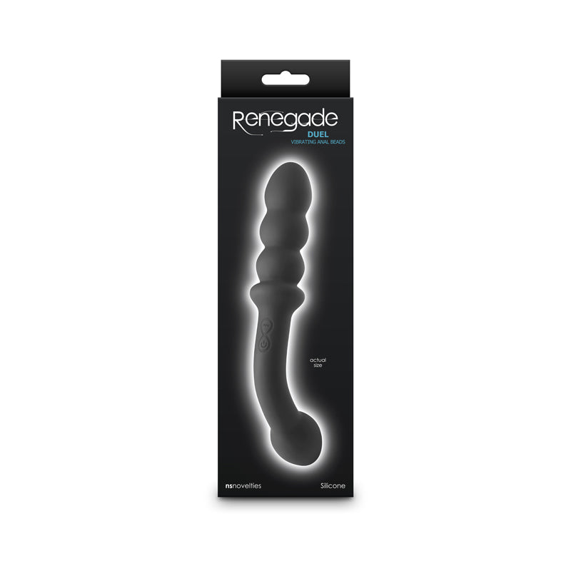 Renegade Duel - Black - Black 21.4 cm USB Rechargeable Vibrating Double Ended Anal Wand-NSN-1132-33