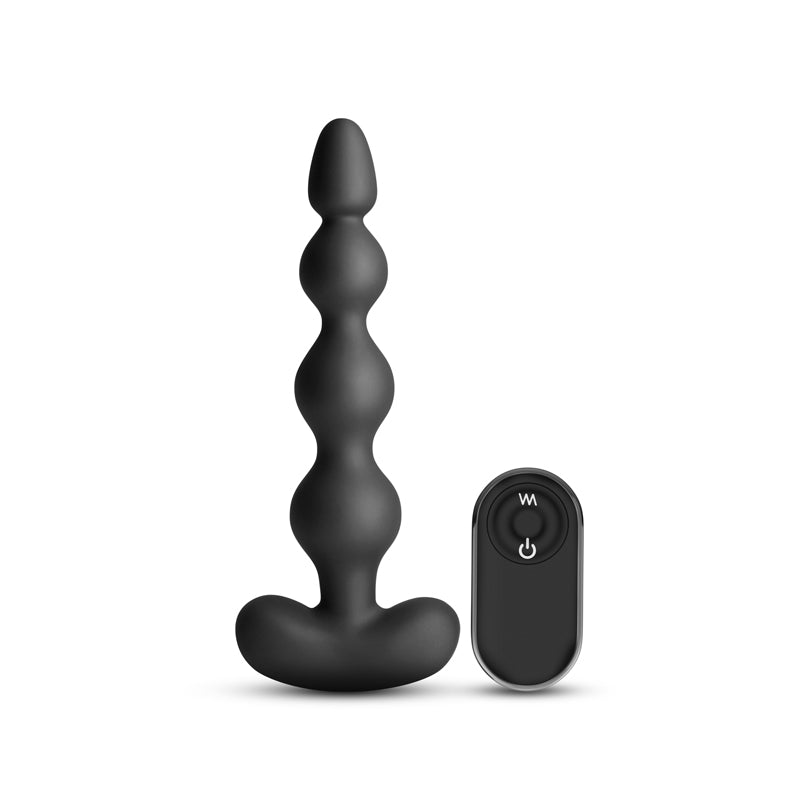Renegade Reign - Black - Black 17.9 cm USB Rechargeable Vibrating Anal Beads with Wireless Remote - NSN-1162-23