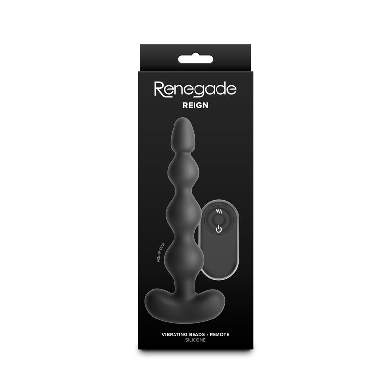 Renegade Reign - Black - Black 17.9 cm USB Rechargeable Vibrating Anal Beads with Wireless Remote - NSN-1162-23