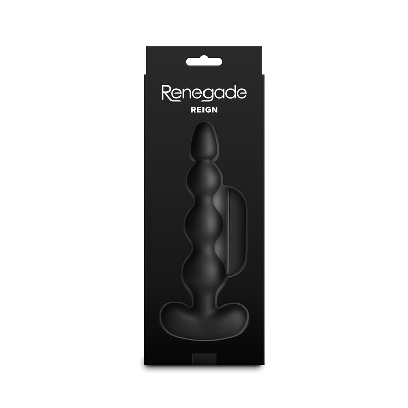 Renegade Reign - Black - Black 17.9 cm USB Rechargeable Vibrating Anal Beads with Wireless Remote - NSN-1162-23