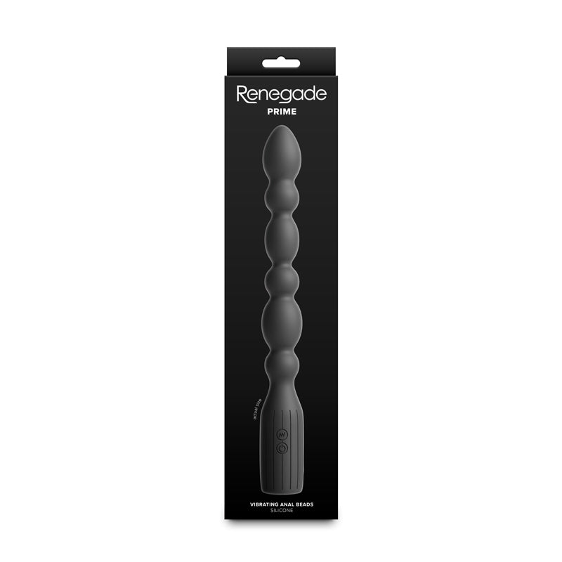Renegade Prime - Black - Black 28.8 cm USB Rechargeable Vibrating Anal Beads - NSN-1162-33