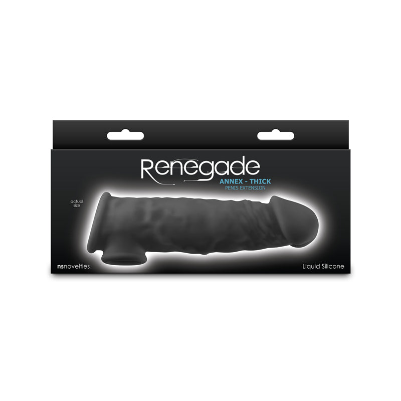 Renegade Annex - Thick - Black - Black 18.6 cm Penis Extender Sleeve-NSN-1165-13