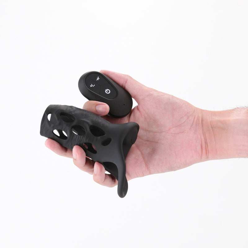 Renegade Edge - Black - Black USB Rechargeable Vibrating Penis Sleeve with Wireless Remote - NSN-1165-33