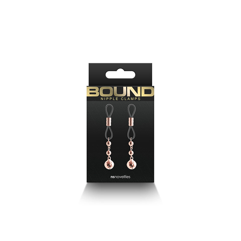 Bound Nipple Clamps - D1 - Rose Gold - Rose Gold/Black Nipple Clamps - Set of 2-NSN-1302-61