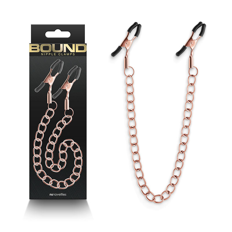 Bound Nipple Clamps - DC2 - Rose Gold - Rose Gold Nipple Clamps with Chain-NSN-1303-02