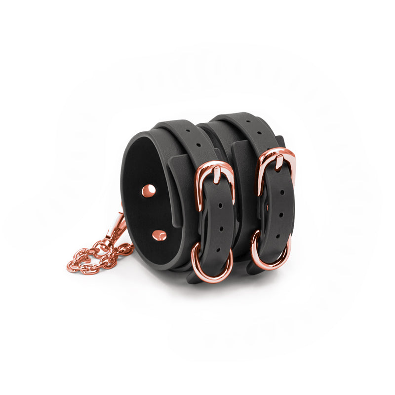 Bondage Couture Ankle Cuffs - Black - Black Restraints-NSN-1306-43