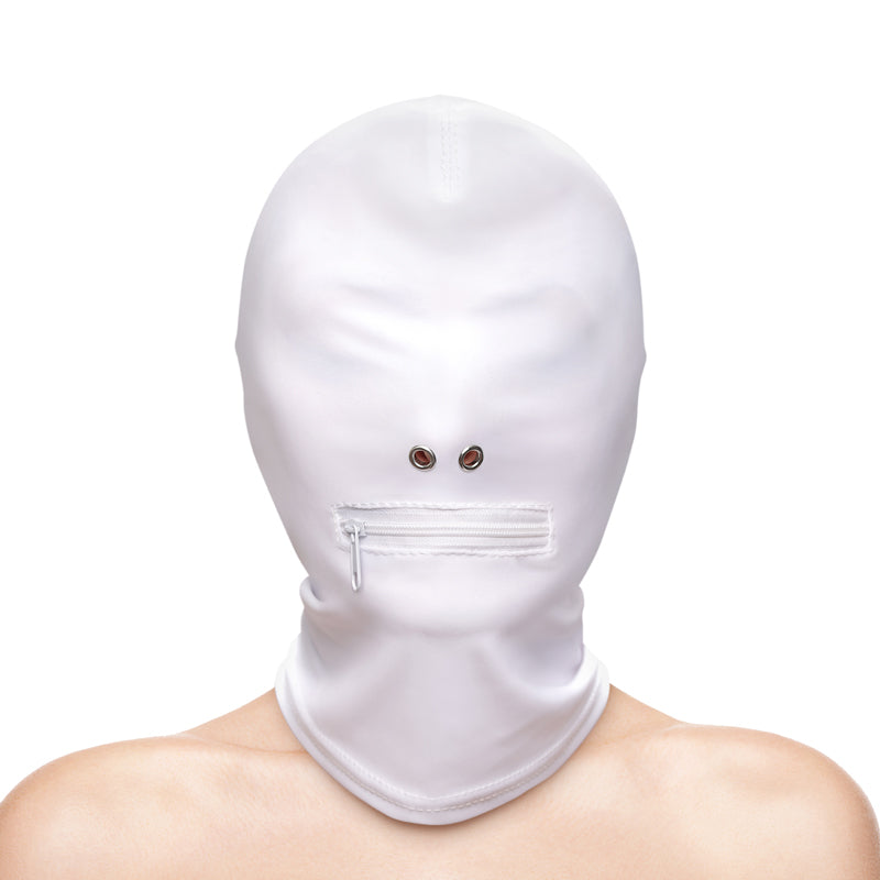 Fetish & Fashion - Zippered Mouth Hood - White-(nsn-1803-51ap)