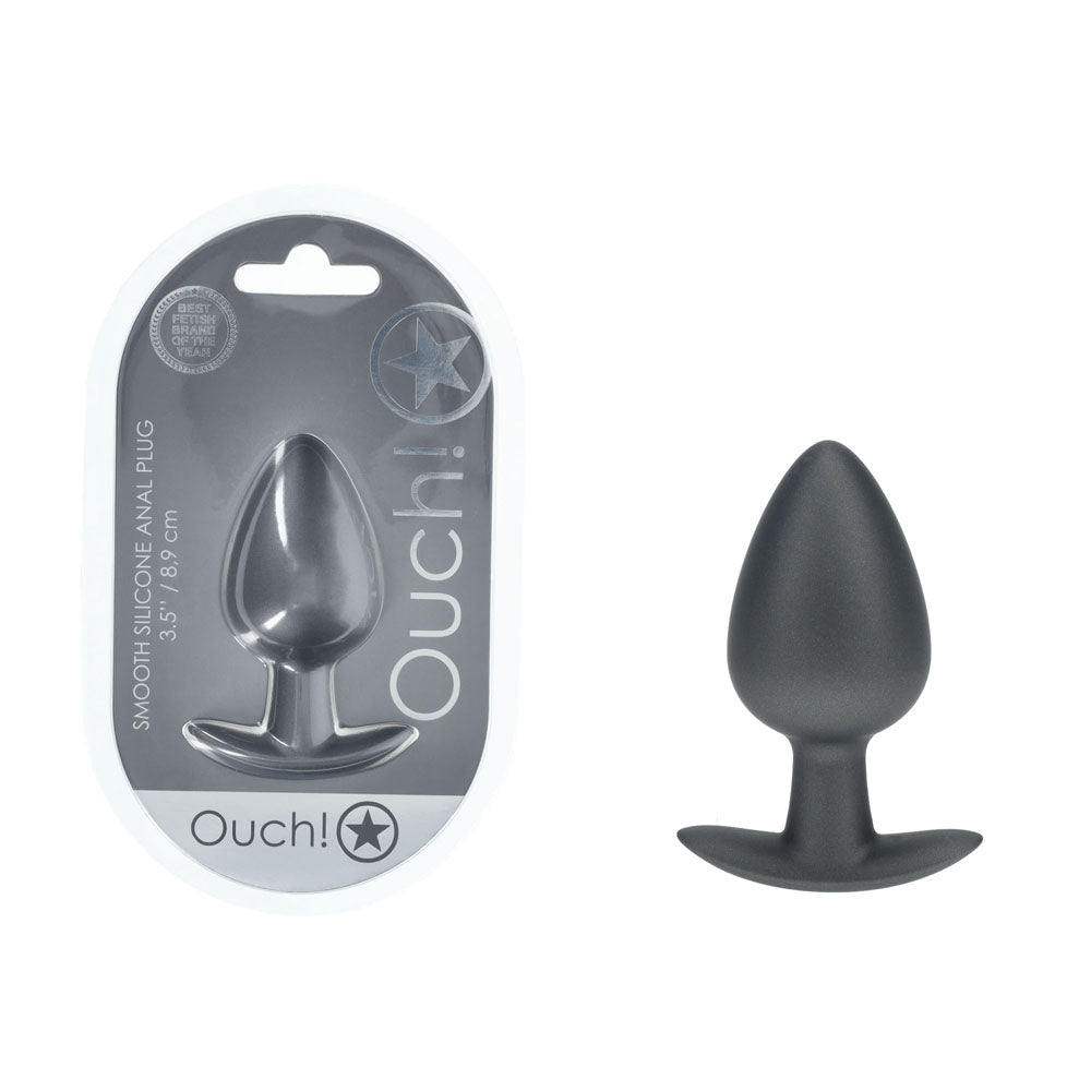 OUCH! Anal Plug - Large - Gun Metal - Gun Metal Grey 8.9 cm Large Butt Plug-OU1019GUN