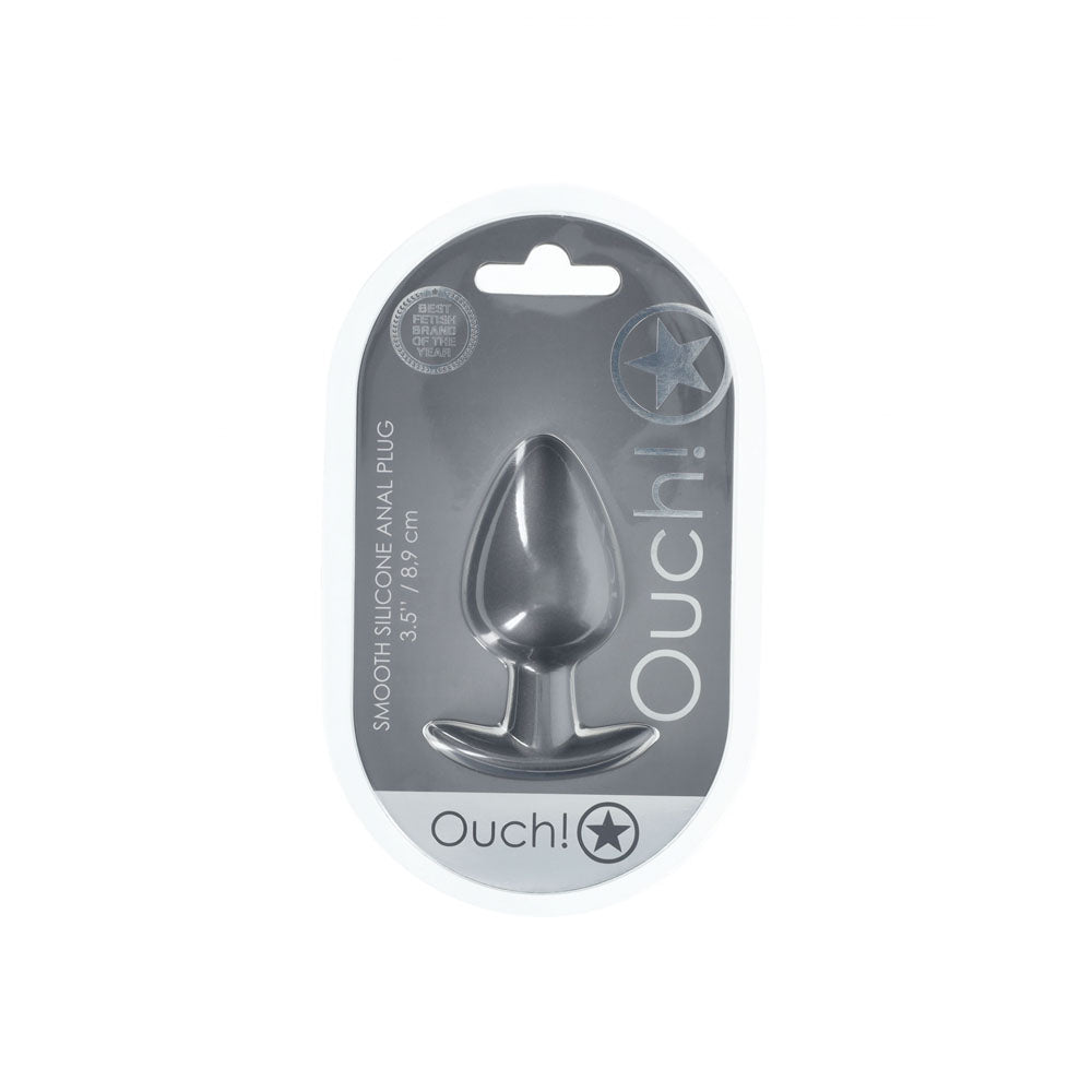 OUCH! Anal Plug - Large - Gun Metal - Gun Metal Grey 8.9 cm Large Butt Plug-OU1019GUN