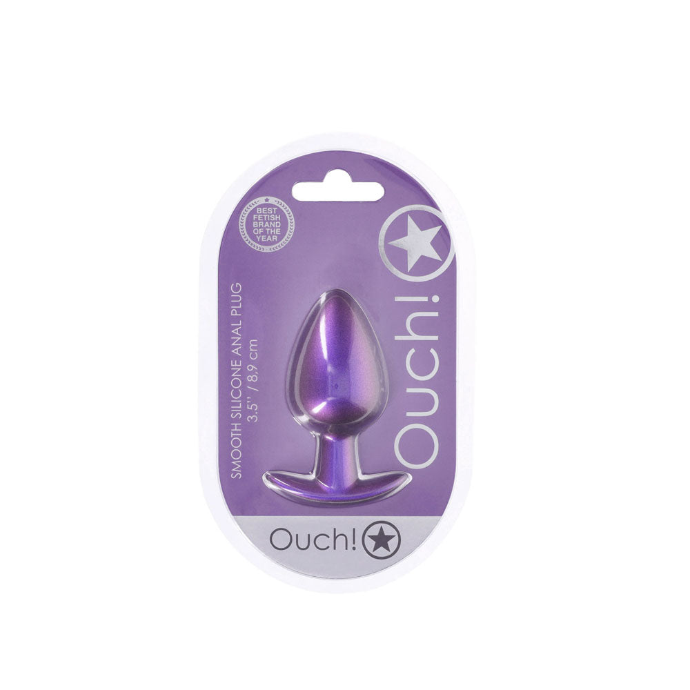 OUCH! Anal Plug - Large - Metallic Purple - Metallic Purple 8.9 cm Large Butt Plug-OU1019MPU