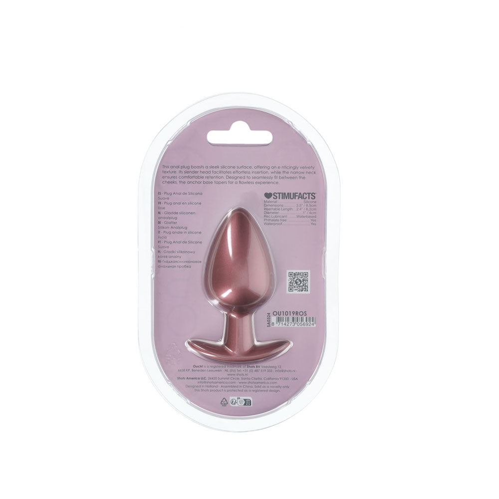 OUCH! Anal Plug - Large - Rose Gold - Rose Gold 8.9 cm Large Butt Plug-OU1019ROS