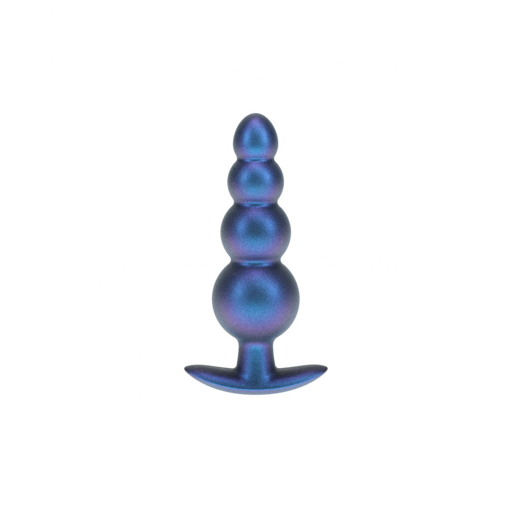 OUCH! Beaded Anal Plug - Metallic Blue - Metallic Blue 11.7 cm Butt Plug-OU1020MBL