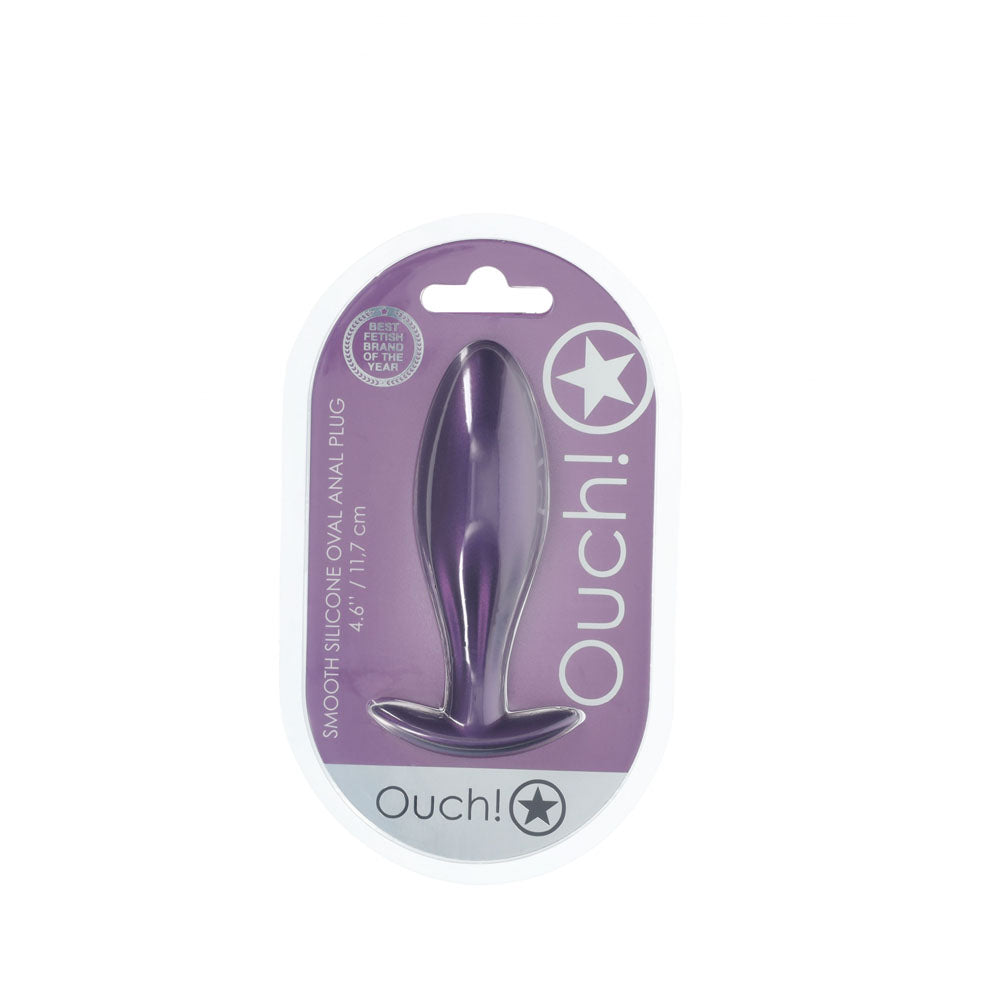 OUCH! Oval Anal Plug - Metallic Purple - Metallic Purple 11.7 cm Butt Plug-OU1021MPU