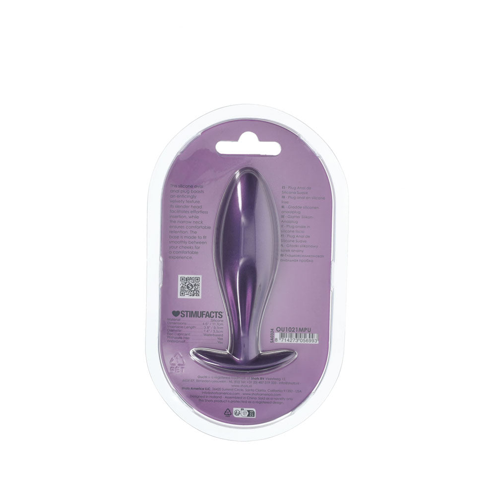 OUCH! Oval Anal Plug - Metallic Purple - Metallic Purple 11.7 cm Butt Plug-OU1021MPU