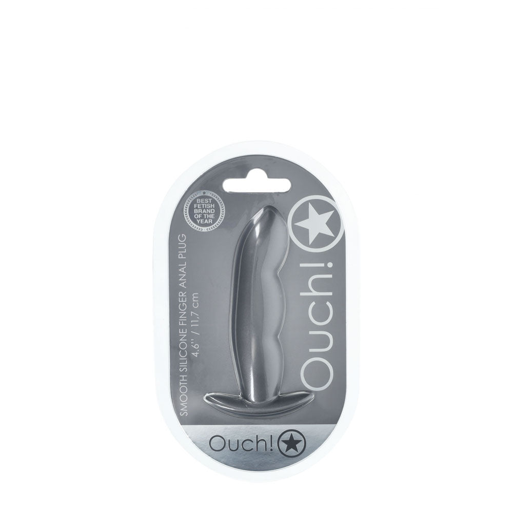 OUCH! Finger Anal Plug - Gun Metal - Gun Metal Grey 11.7 cm Butt Plug-OU1023GUN