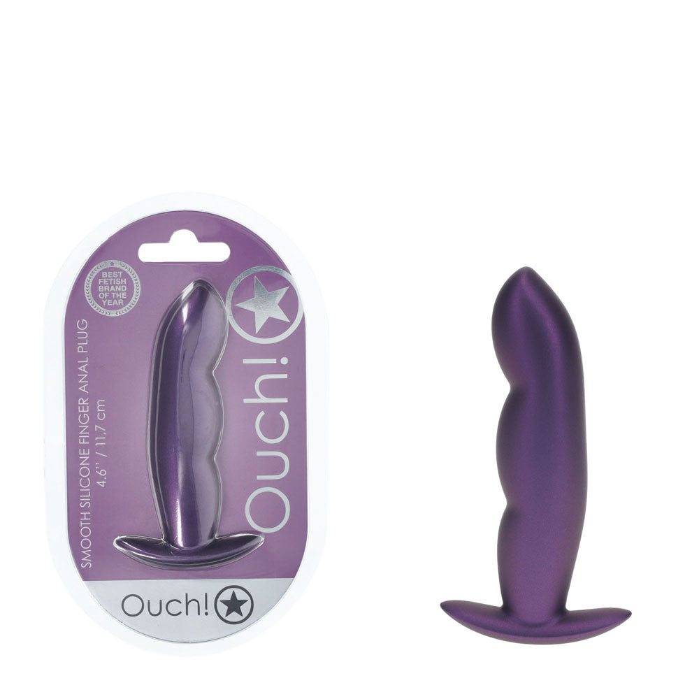 OUCH! Finger Anal Plug - Metallic Purple - Metallic Purple 11.7 cm Butt Plug-OU1023MPU