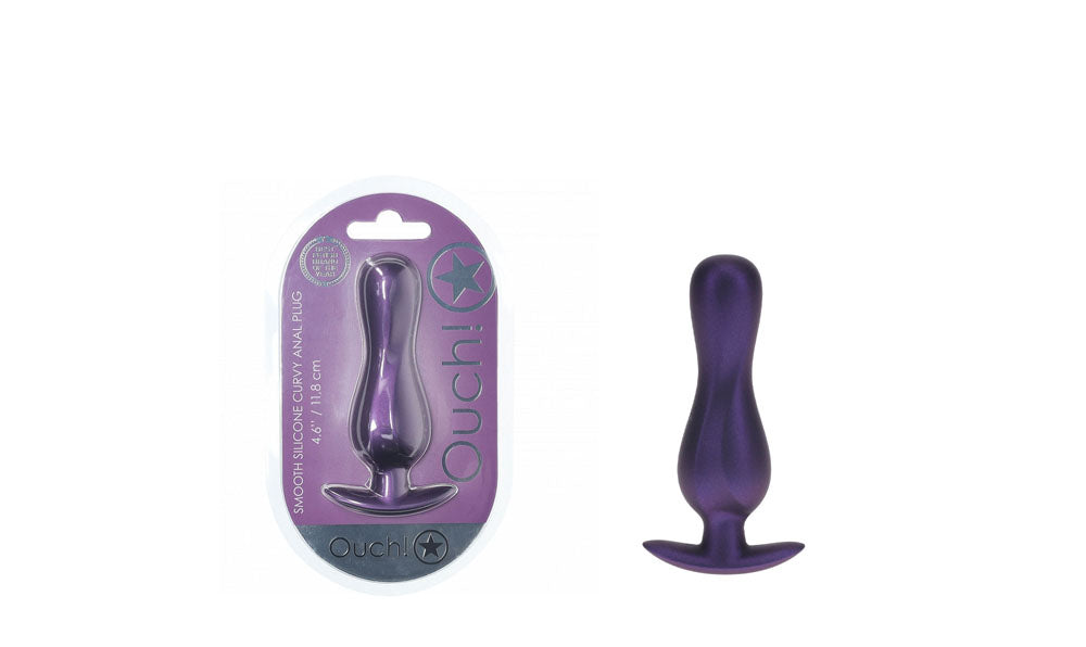 OUCH! Curvy Anal Plug - Metallic Purple - Metallic Purple 11.7 cm Butt Plug-OU1024MPU